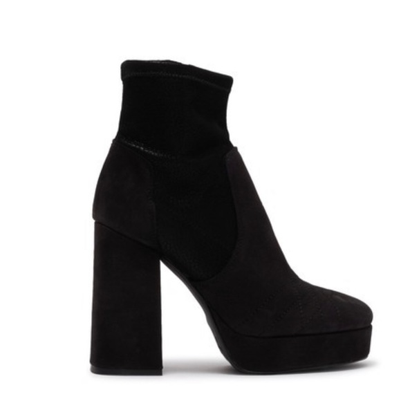 Free People Black leather Suede Platform Boots - Picture 1 of 15